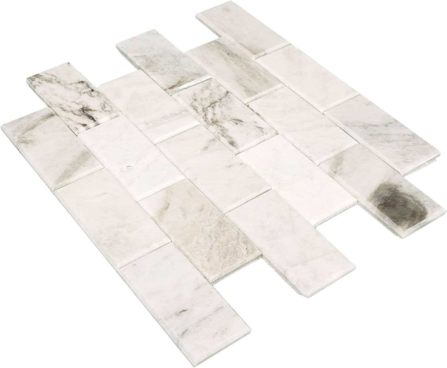 Daltile Simply Stick Mosaix 4'' W x 2'' L Natural Stone Peel and Stick Mosaic Tile