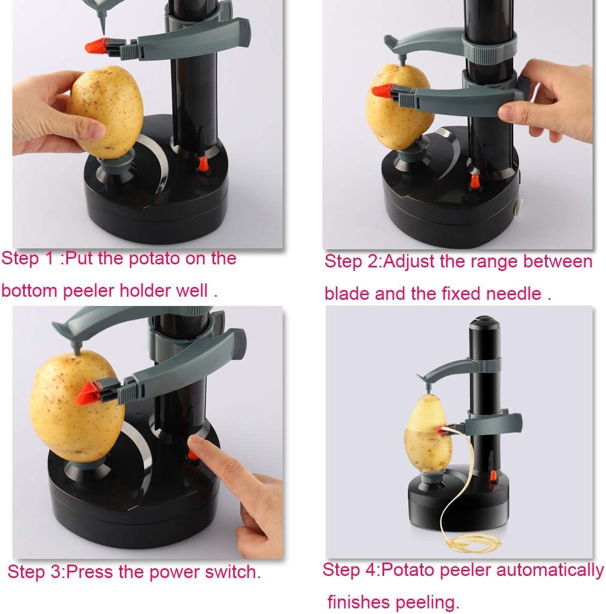 Black Electric Automatic Rotating Fruit and Vegetable Peeler