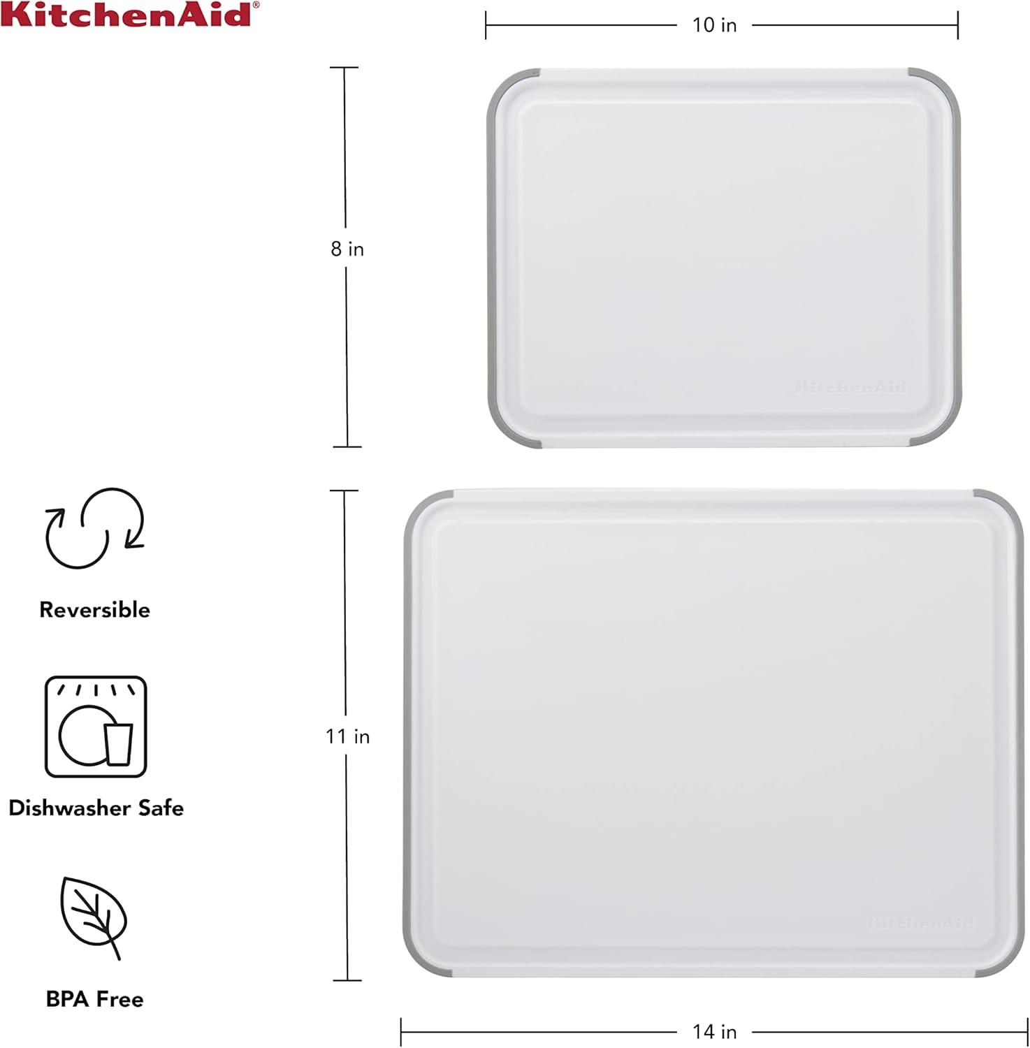 White Rectangular Nonslip Plastic Cutting Board Set