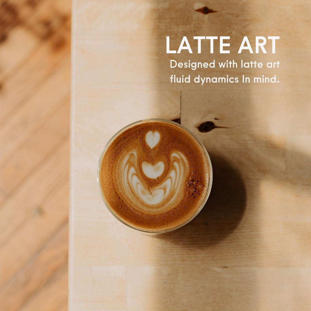 FLUR Latte Glass (Set of 2): For Lattes and Milk Drinks - Makes Latte Art Easier - Double-Walled Borosilicate Glass - Handmade - 7oz (Teal)