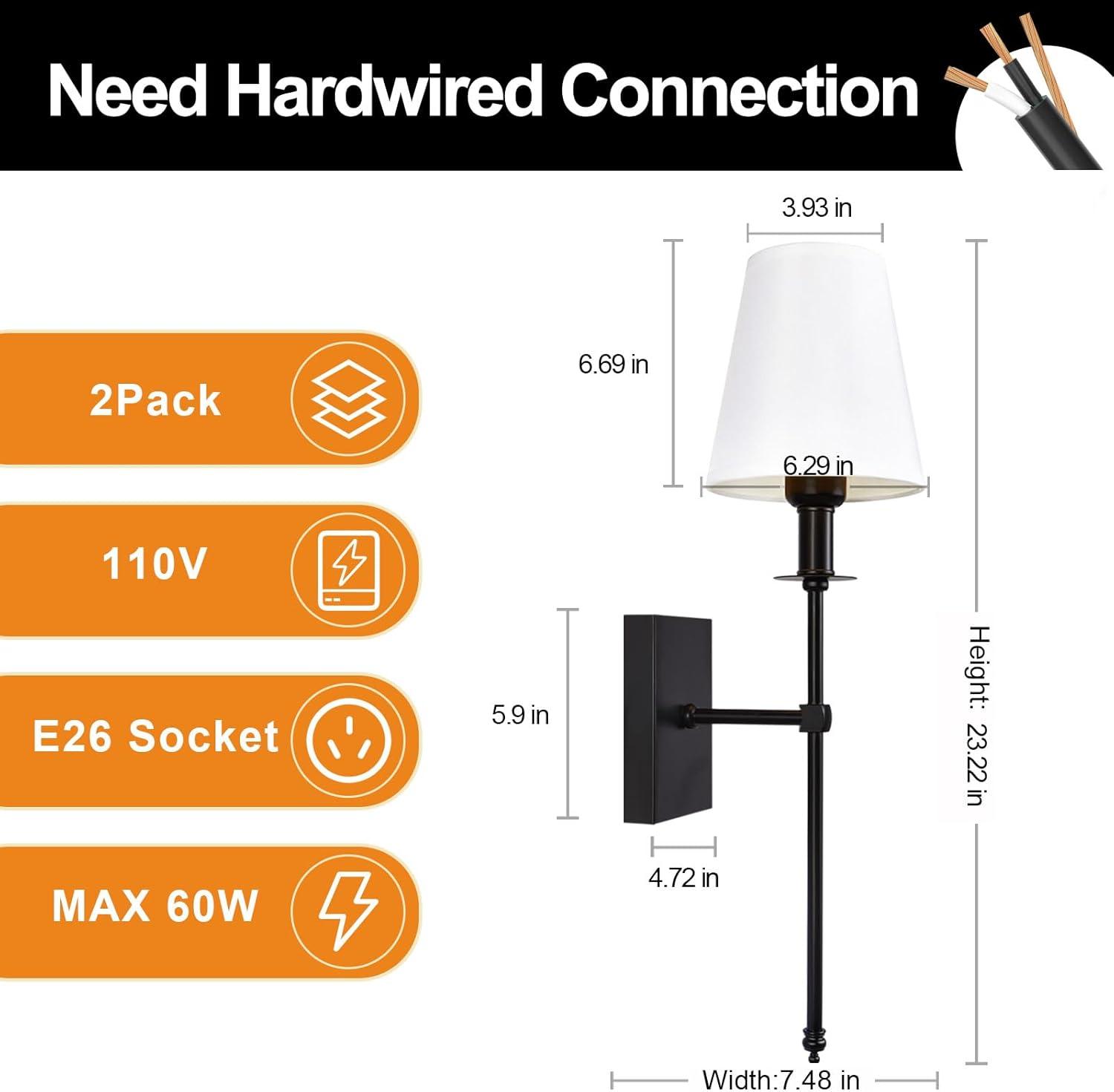 Battery Operated Black Wall Sconce Set Of 2,not Hardwired Fixture Wireless Wall Light ,dimmable Picture Sconces Cordless ,Easy To Install Battery Powered Lamp,for Bedroom, Lounge, Farmhouse Gallery