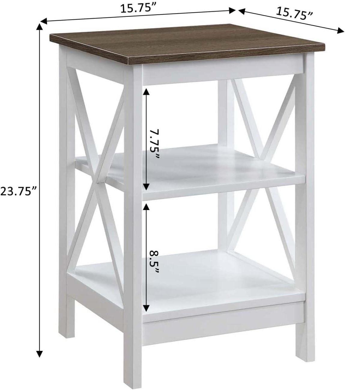 Driftwood White Transitional X-Side 3-Tier End Table