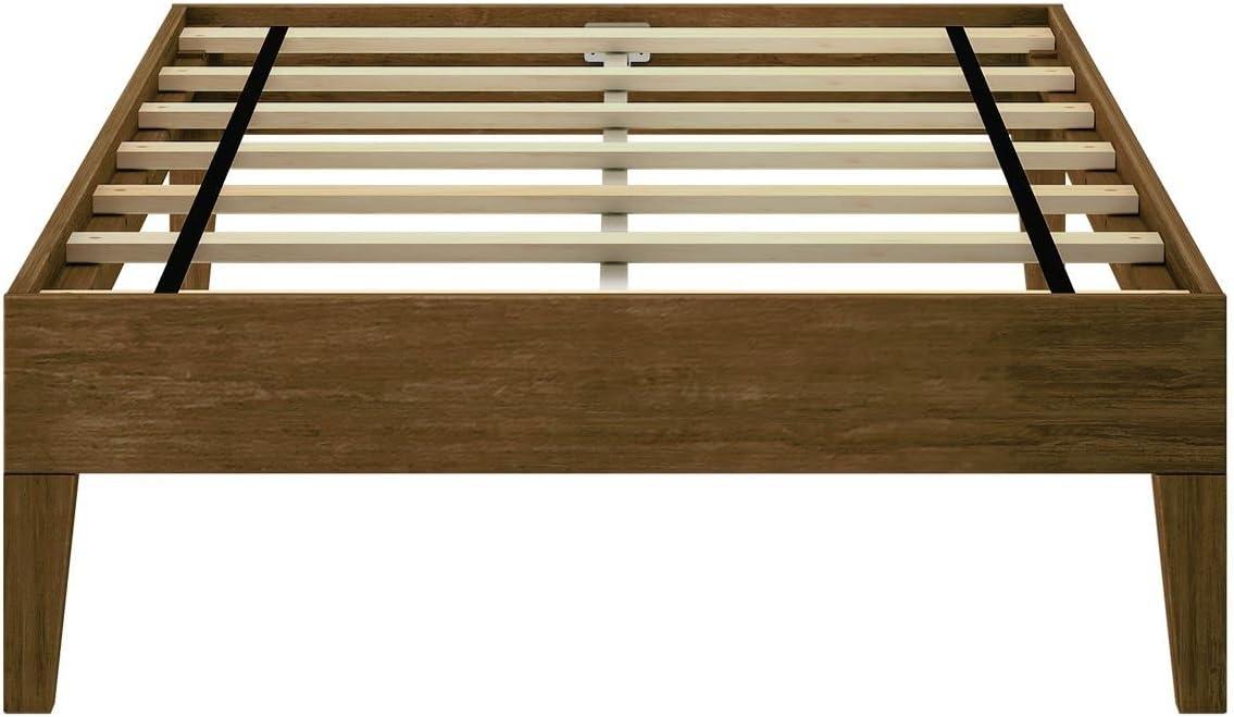 Plank+Beam Solid Wood Twin Size Platform Bed Frame, Matte Walnut