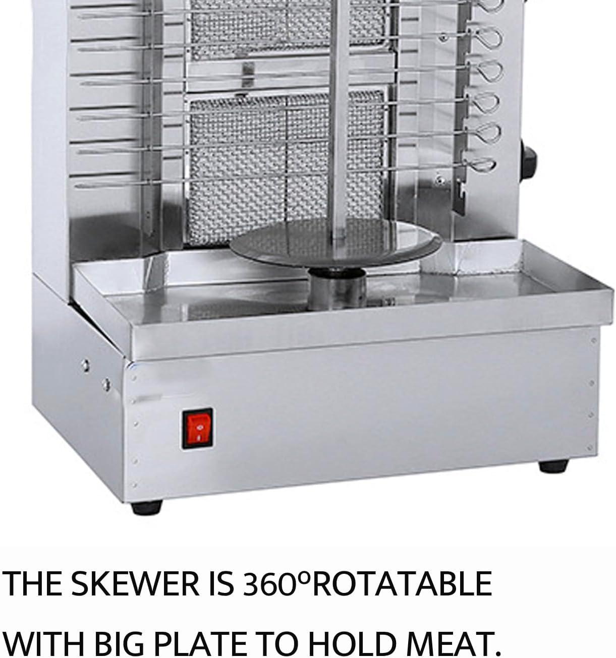 Homira Vertical Shawarma Machine - 2 Burner Rotisserie Grill, Doner Kebab and Tacos Al Pastor Machine with 10 Kebab Skewers