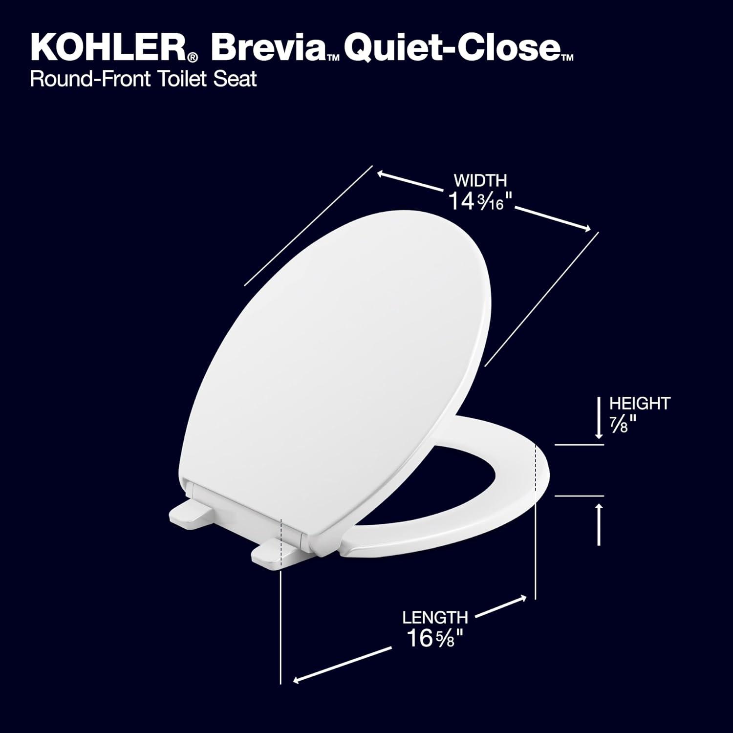 Kohler Brevia Quiet-Close Toilet Seat with Grip-Tight Bumpers and Quick-Attach Hardware