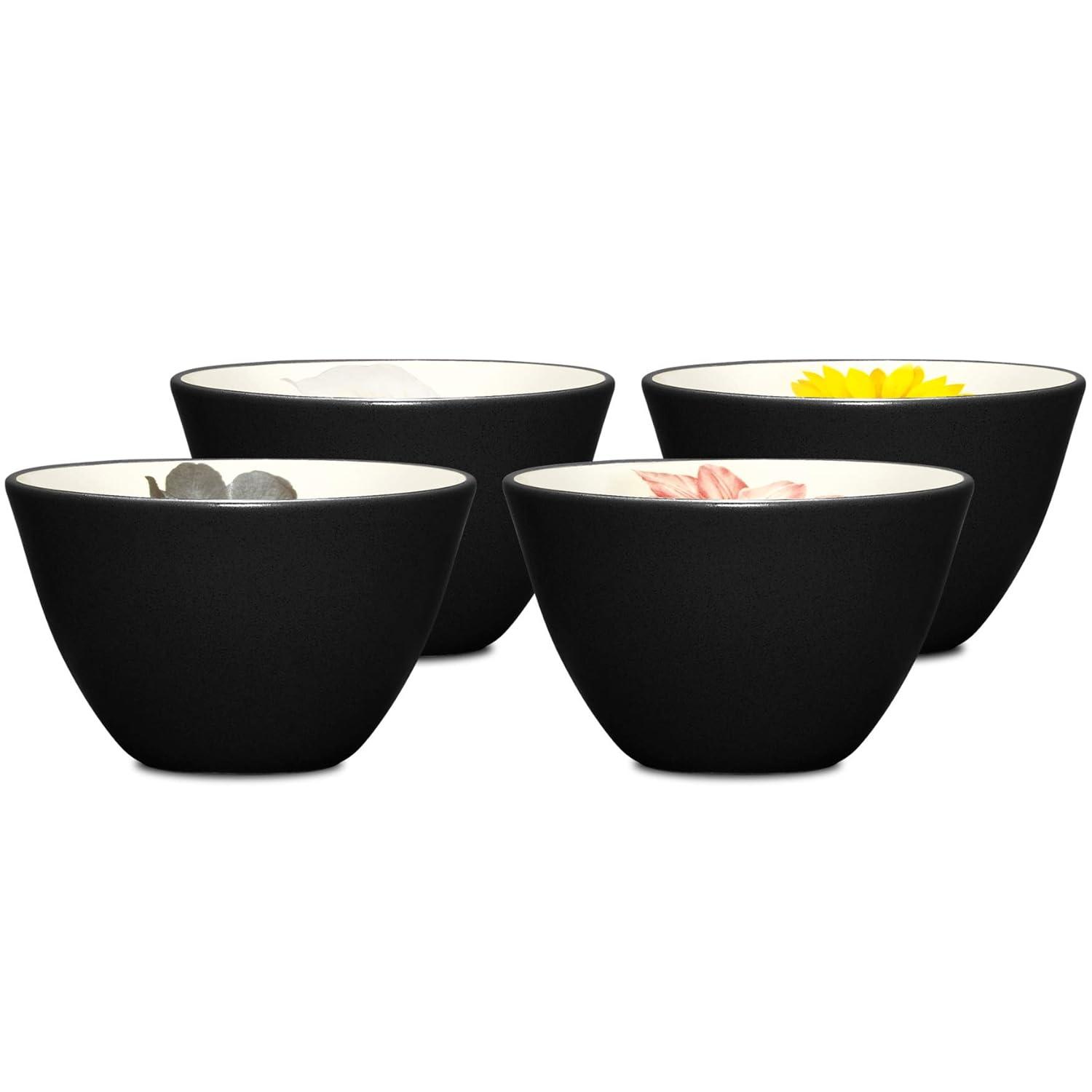 Noritake Noritake Colorwave Graphite 4", 7 oz. Floral Mini Bowls (Set of 4)