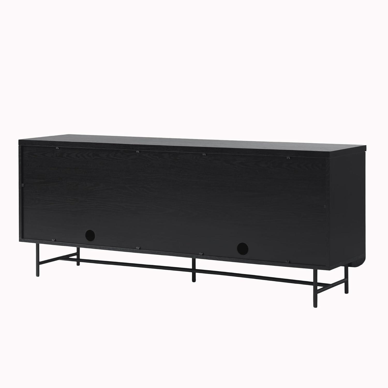 Walker Edison 69" Scandinavian 4-Door Reeded-Front Sideboard, Black