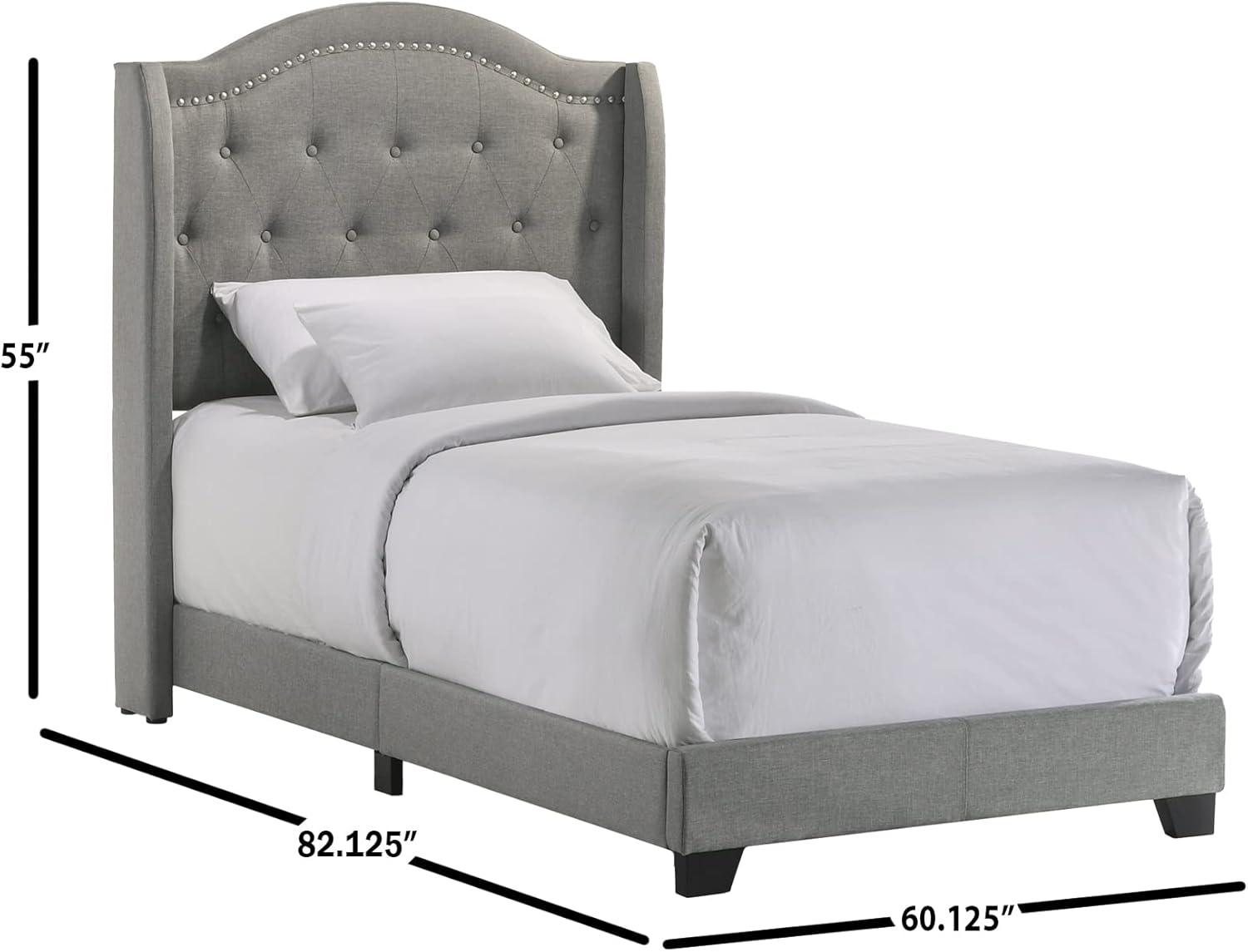 Intercon Furniture Rhyan Modern Fabric Twin Upholstered Bed in Rhyan Smoke Gray