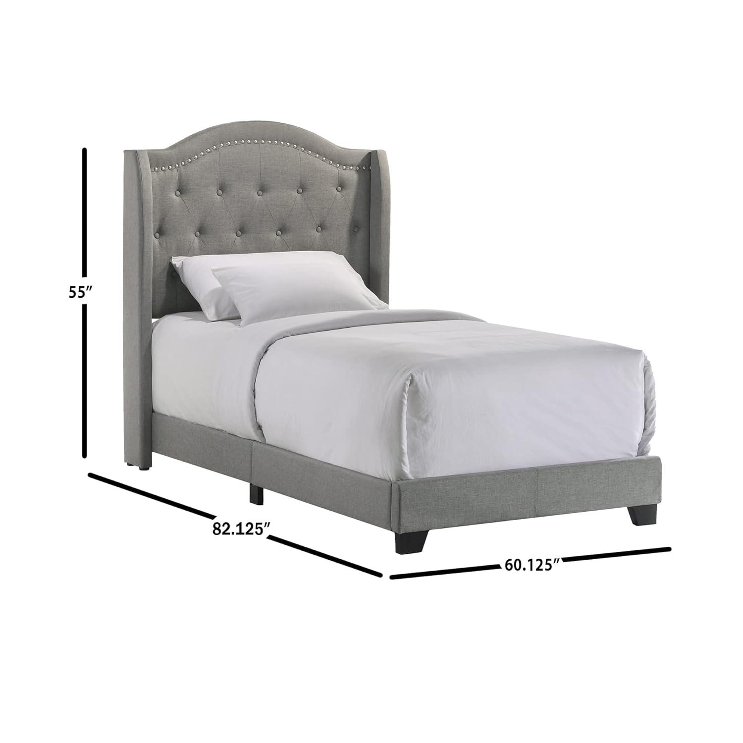 Intercon Furniture Rhyan Modern Fabric Twin Upholstered Bed in Rhyan Smoke Gray