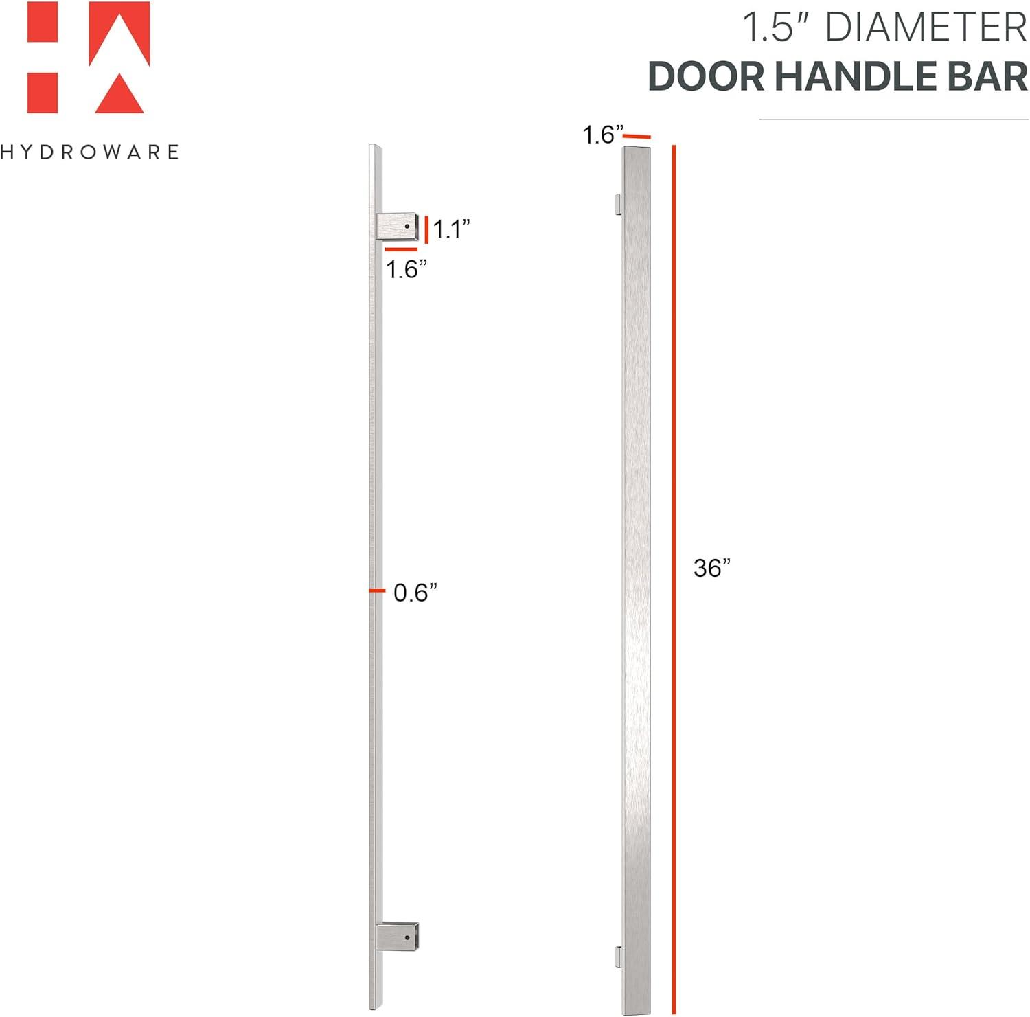 HYDROWARE Push/Pull Door Handle - Modern Contemporary Flat Long Stainless Steel Push Pull Door Handle for Home Entrance Glass Shower Wooden Barn & Office Store Shop Doors (Set of 2)