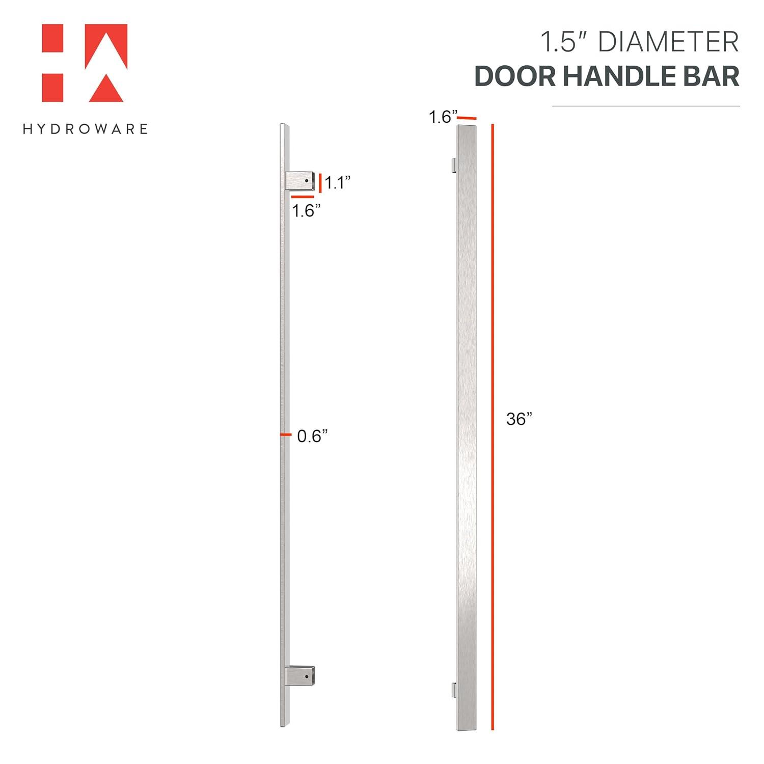 HYDROWARE Push/Pull Door Handle - Modern Contemporary Flat Long Stainless Steel Push Pull Door Handle for Home Entrance Glass Shower Wooden Barn & Office Store Shop Doors (Set of 2)