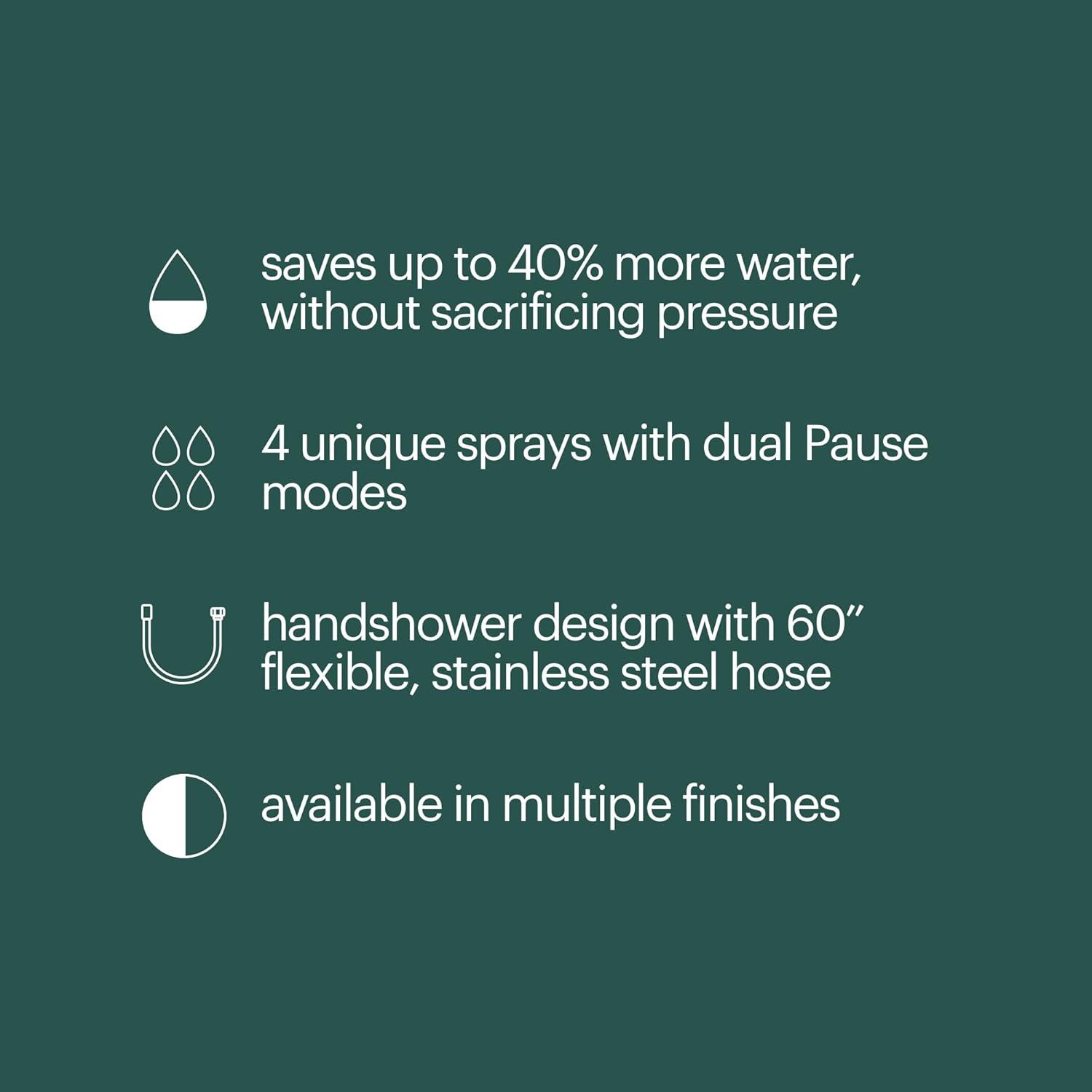 Brondell Nebia High Pressure Shower Head with Handheld Spray Combo, Yuba NE80, Adjustable Showerhead, 5- Setting, Precision Nozzle, Matte Black