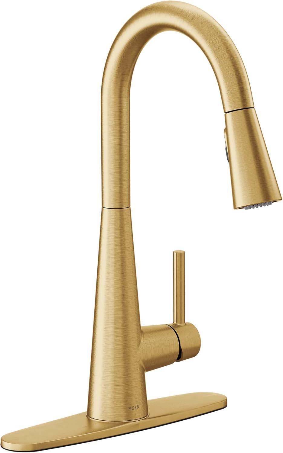 Gold Modern Deck Mounted Kitchen Faucet with Pull-out Spray