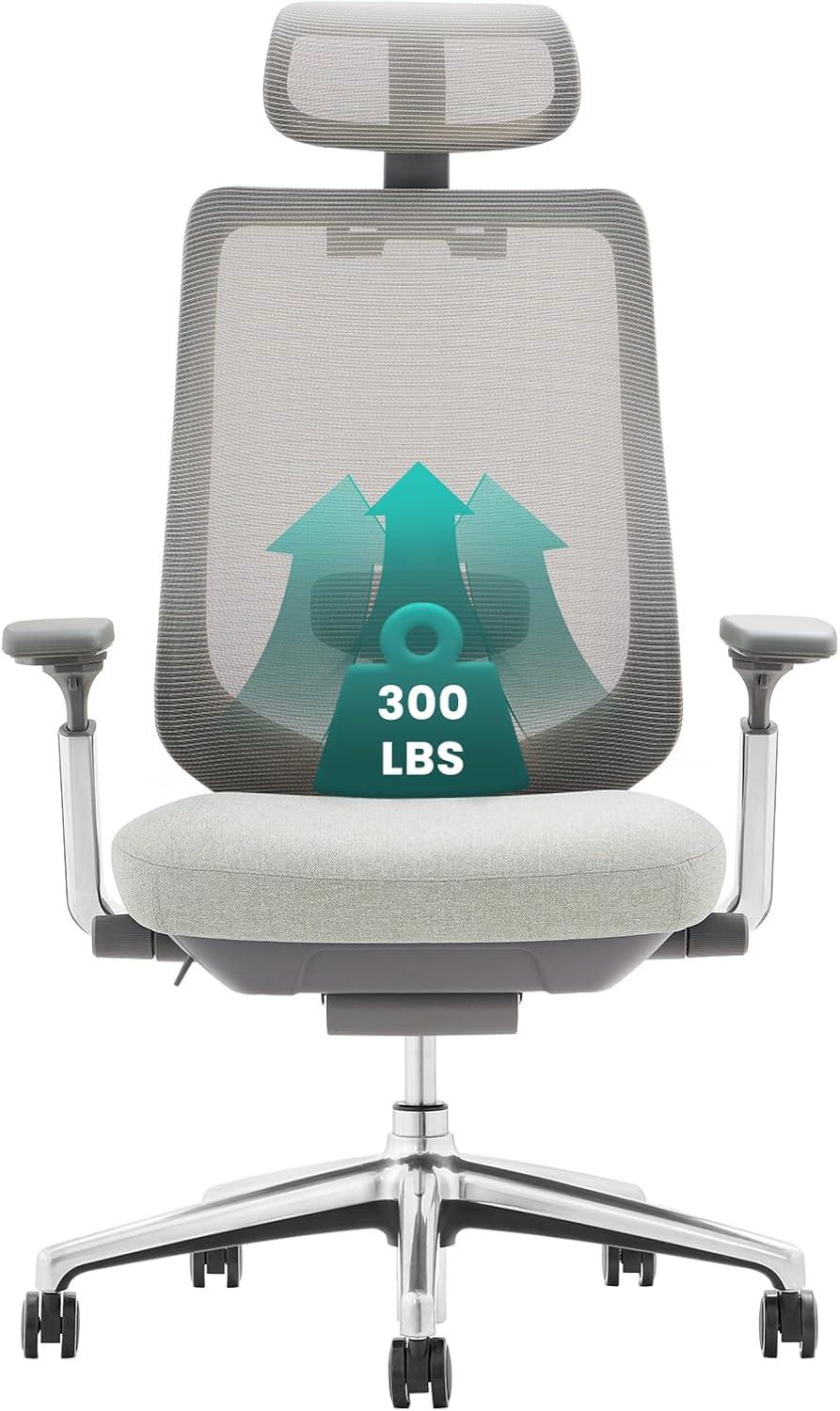 Light Grey High Back Mesh Swivel Office Chair with Fixed Arms