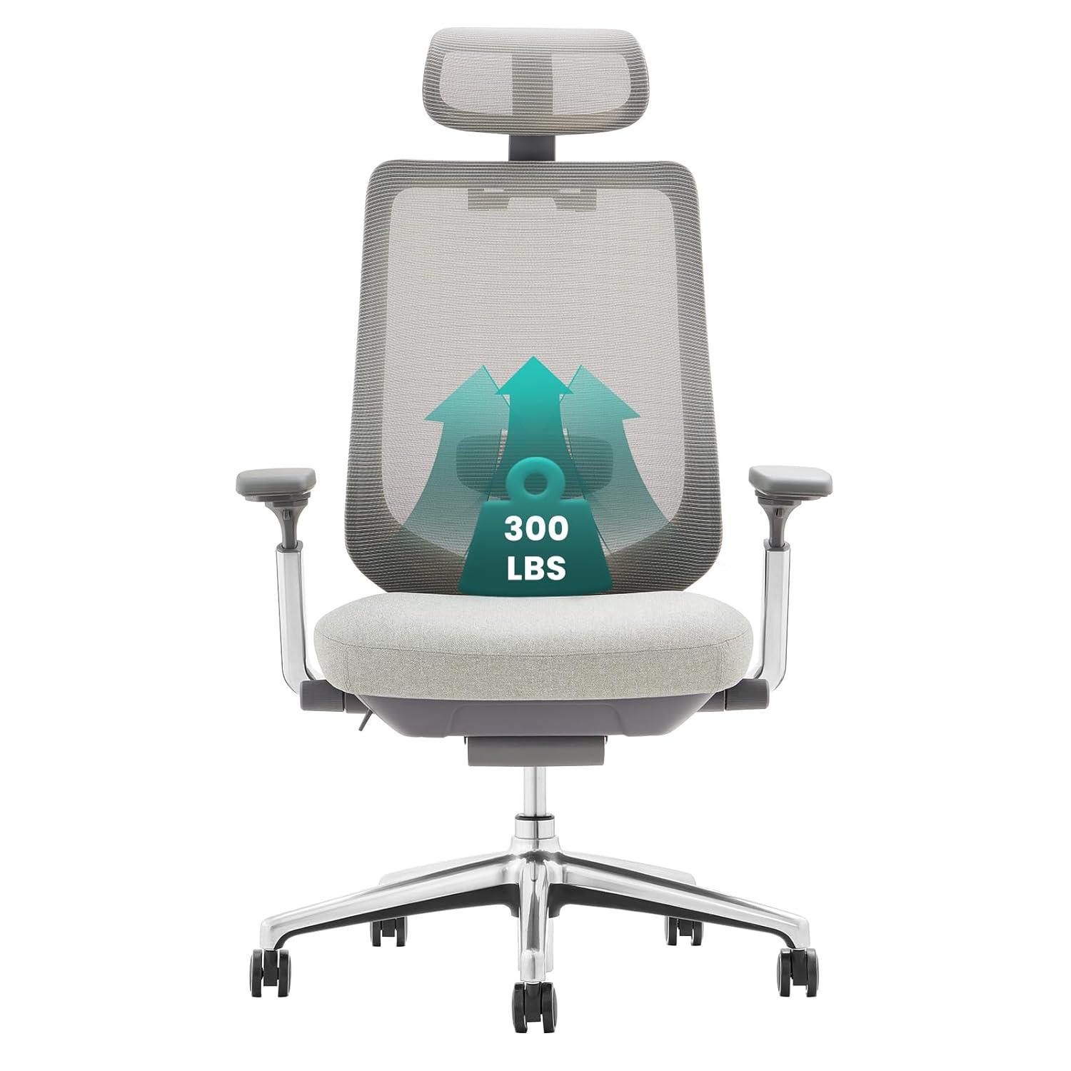 Light Grey High Back Mesh Swivel Office Chair with Fixed Arms