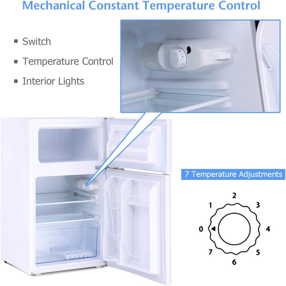 Costway Costway 3.2 Cubic Feet Portable Freestanding Mini Fridge with Freezer
