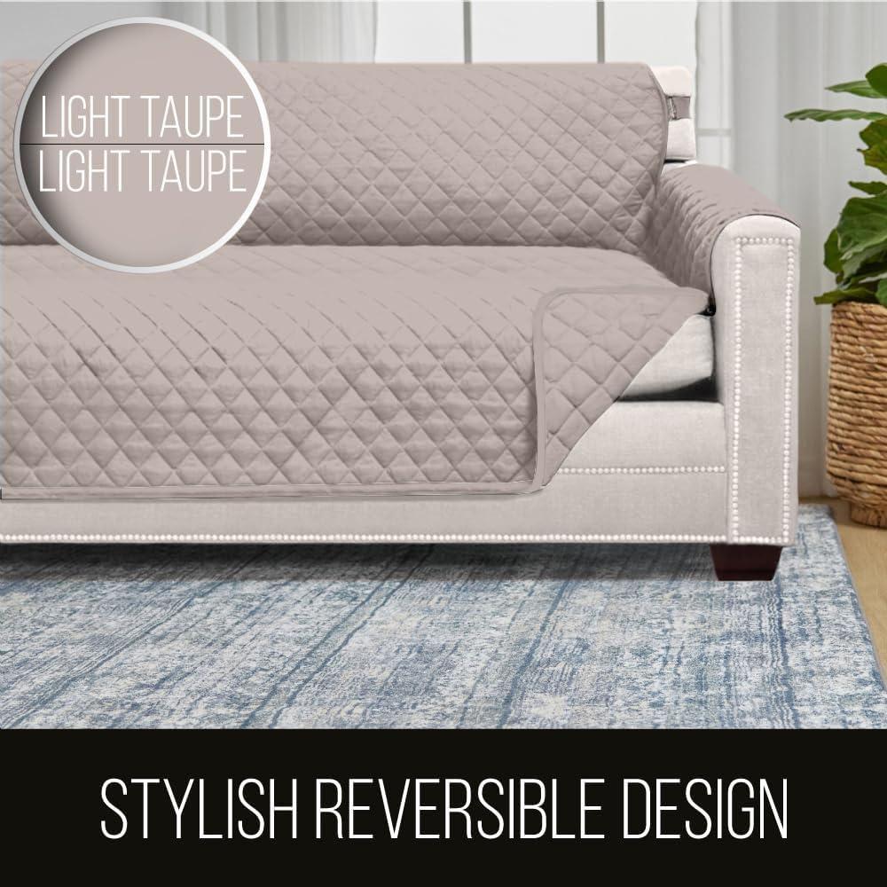 Sofa Shield Sectional Slip Cover, Large Cushion Protector for 30x30" Seat, Light Taupe