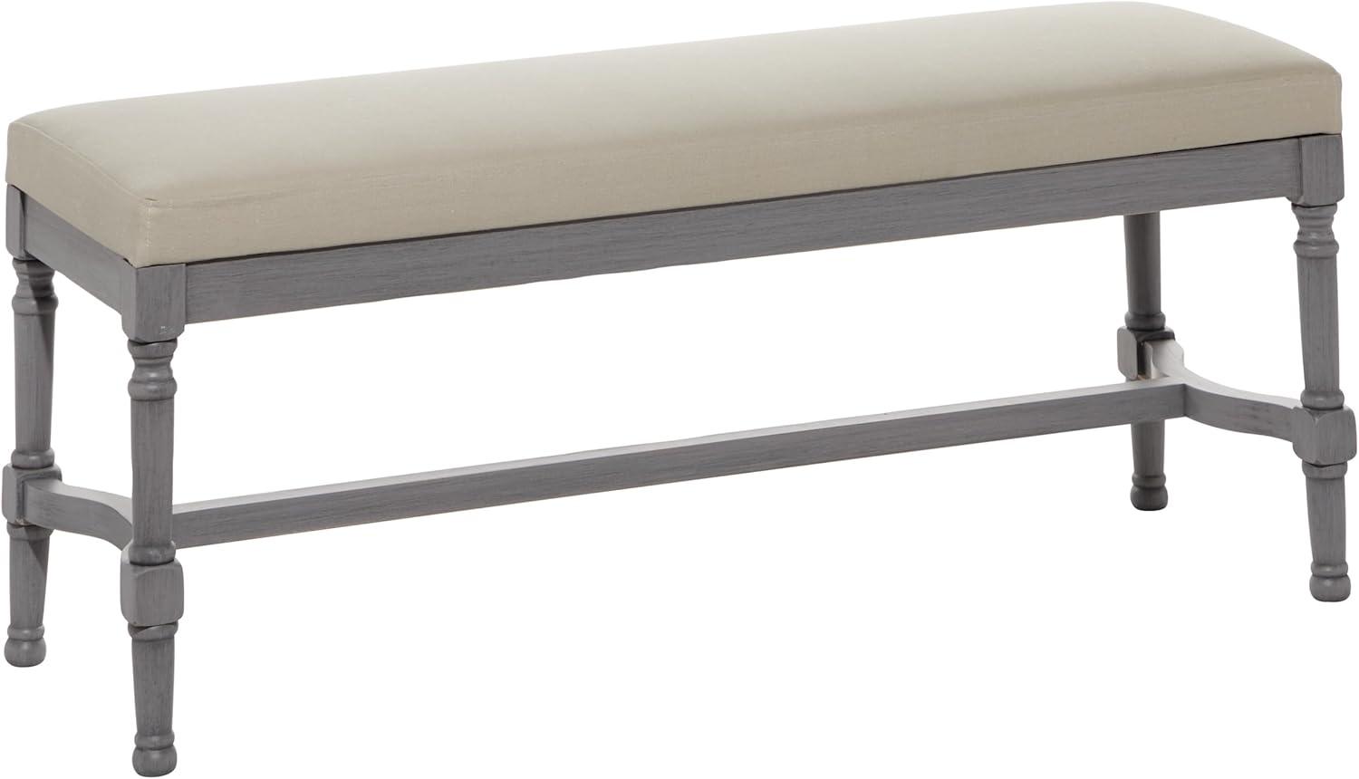 DecMode Wood Bench with Burlap Seat, Gray