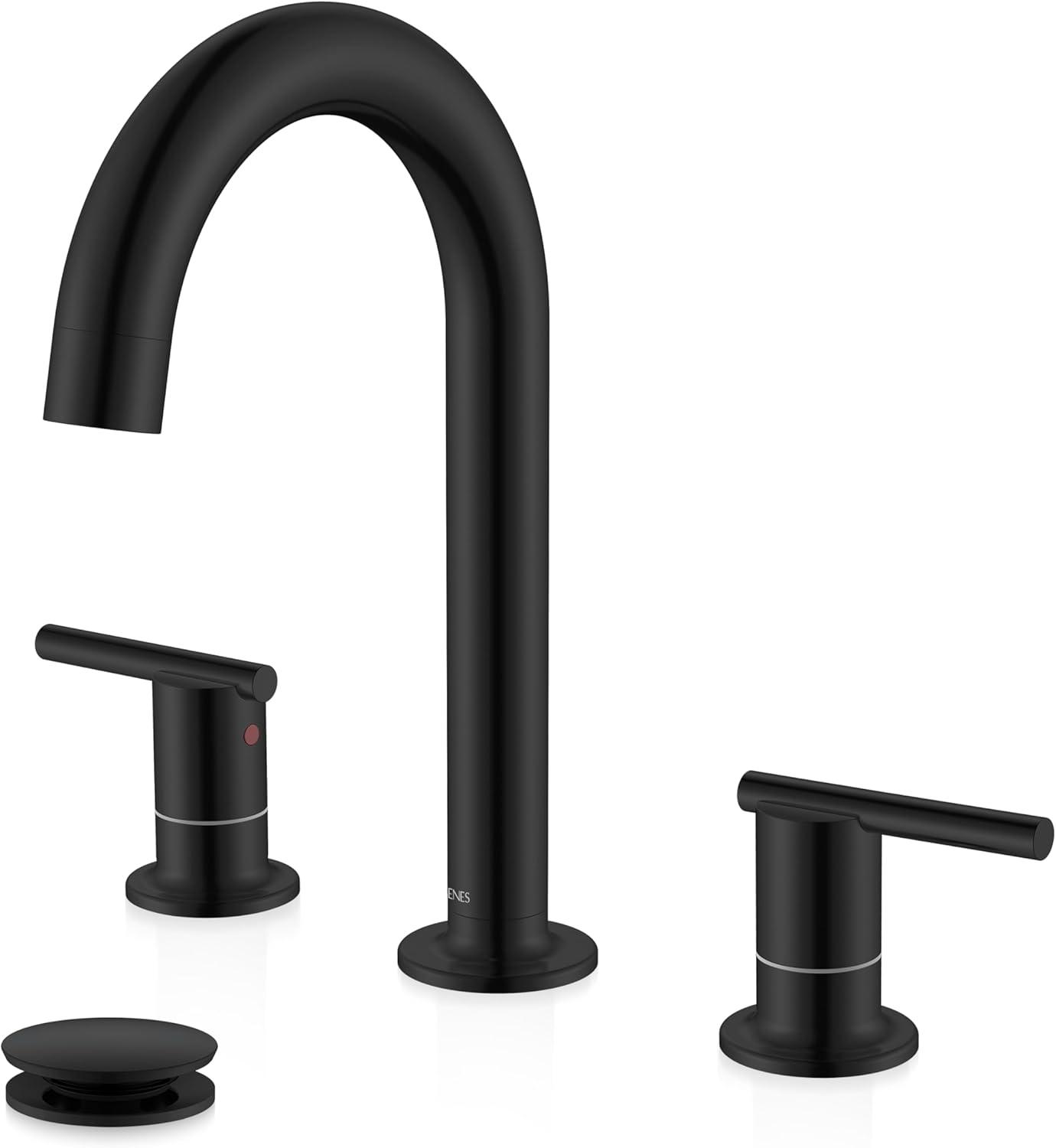 Matte Black Nickel Widespread Bathroom Faucet with Pop-Up Drain