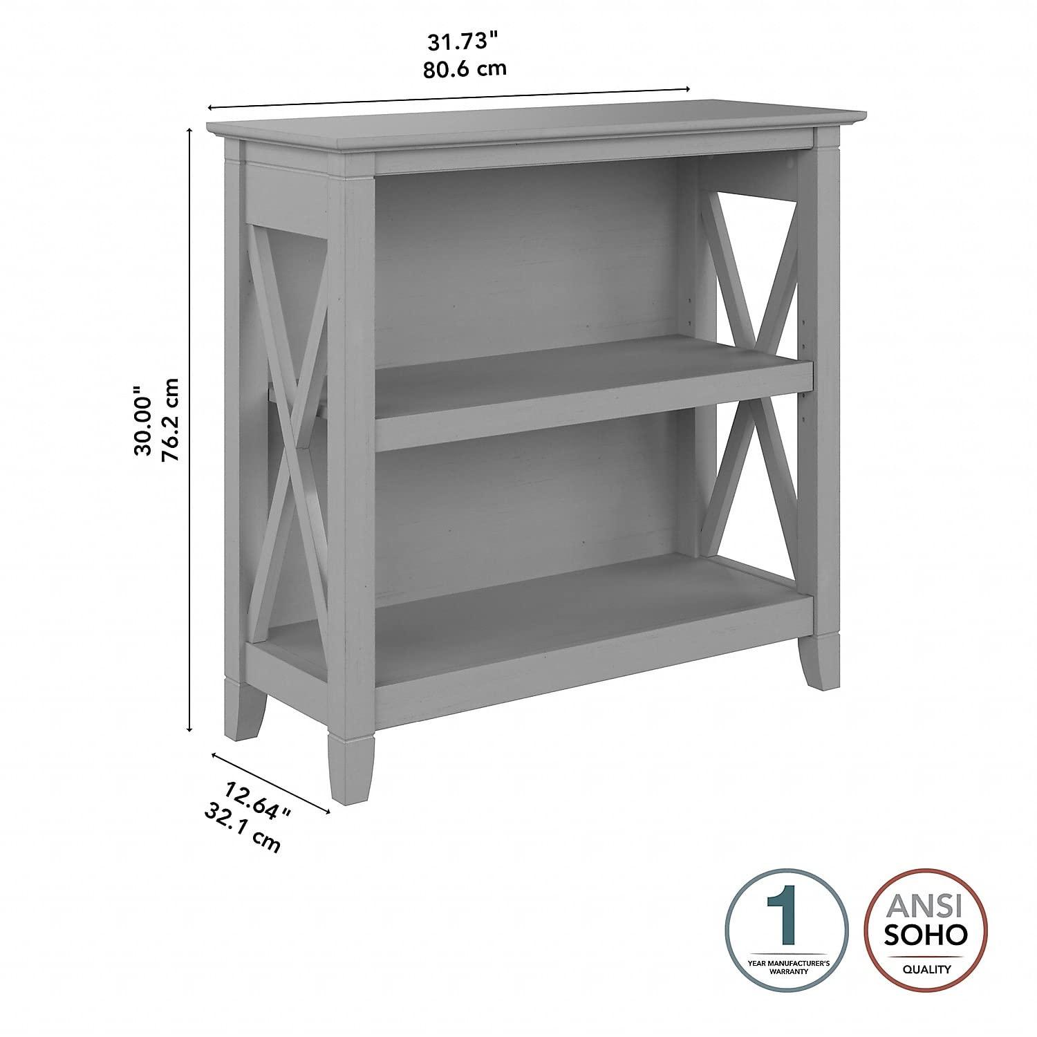 Key West Small 2 Shelf Bookcase in Cape Cod Gray - Engineered Wood