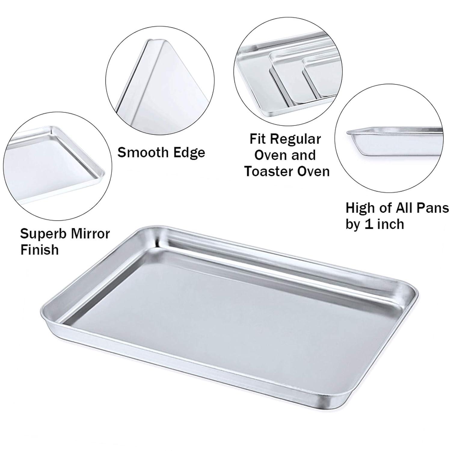 P&P CHEF Baking Sheet and Rack Set, 6 PACK (3 Sheets 3 Racks), Stainless Steel Baking Cookie Sheets Pans with Cooling Rack for Baking and Roasting, Oven & Dishwasher Safe 16"+12.5"+9" (3 Pans+3 Racks)