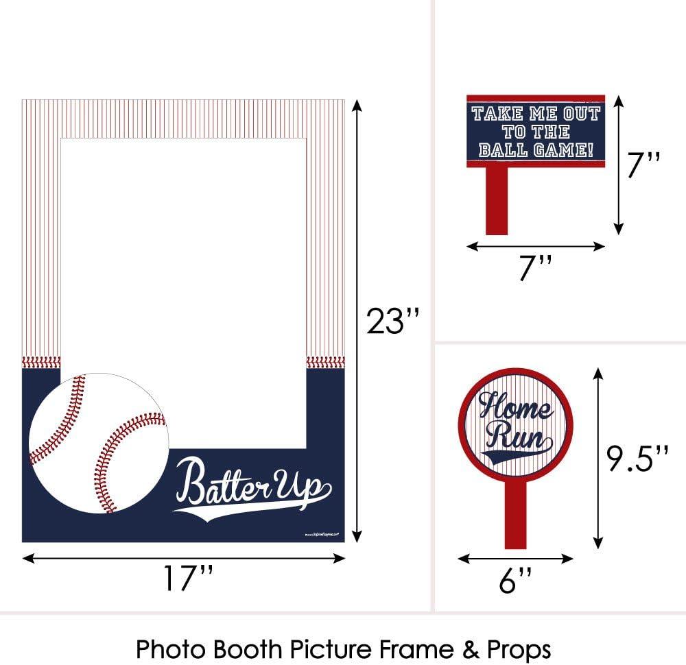 Big Dot of Happiness Batter Up - Baseball - Birthday Party or Baby Shower Selfie Photo Booth Picture Frame & Props - Printed on Sturdy Material