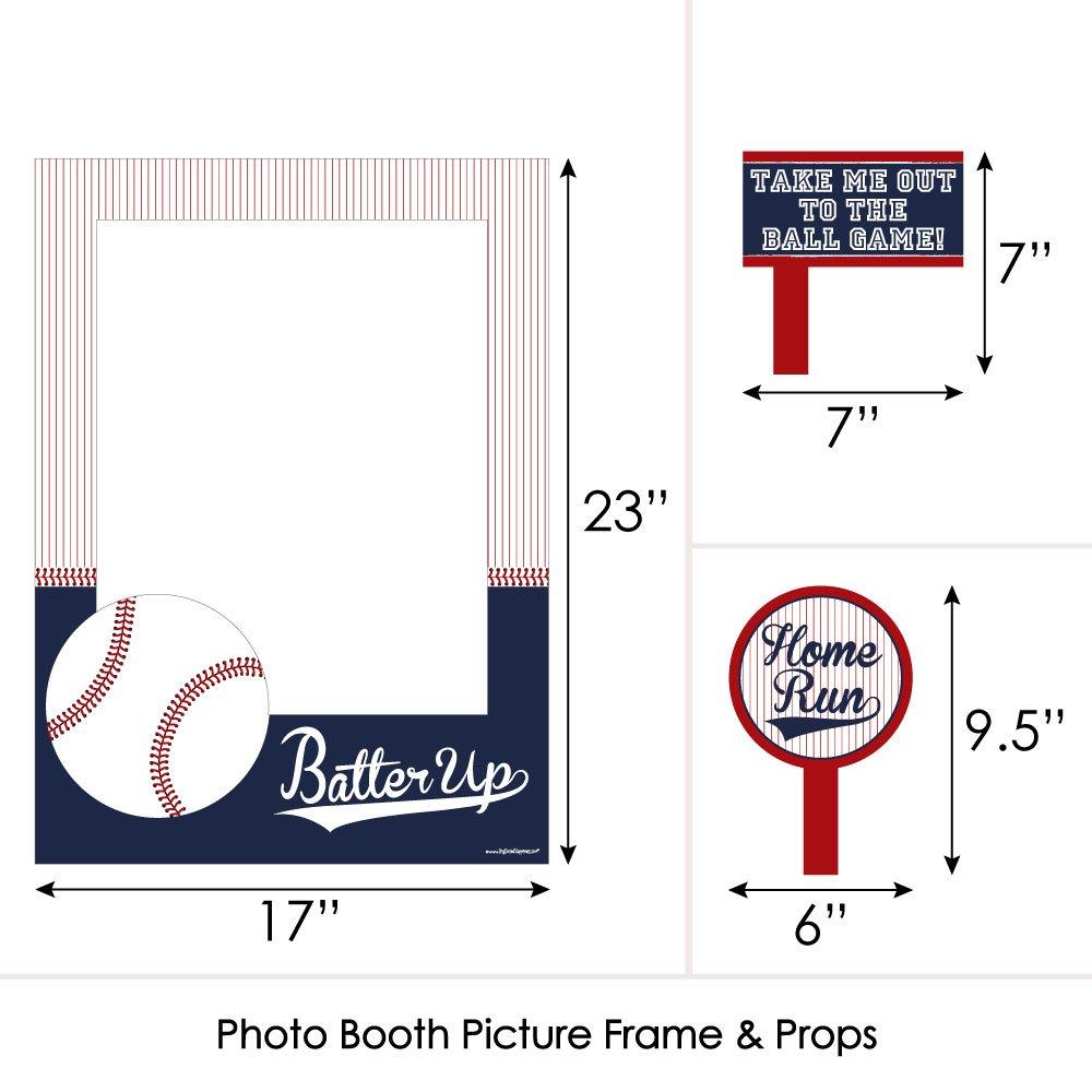 Big Dot of Happiness Batter Up - Baseball - Birthday Party or Baby Shower Selfie Photo Booth Picture Frame & Props - Printed on Sturdy Material