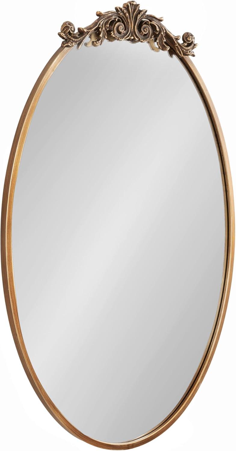 Kate & Laurel All Things Decor 24"x36" Arendahl Traditional Vertical Oval Wall Mirror Antique Gold: Ornate, No Assembly Required