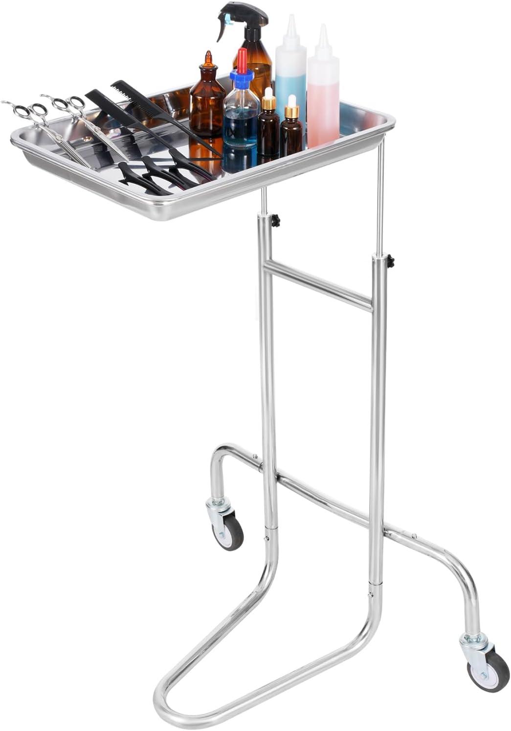 VEVOR Lab Rolling Cart, 2-Shelf Stainless Steel Rolling Cart, Lab Serving Cart with Swivel Casters, Dental Utility Cart for Clinic, Lab, Hospital, Salon, 15.16"x21.57"x34.06"