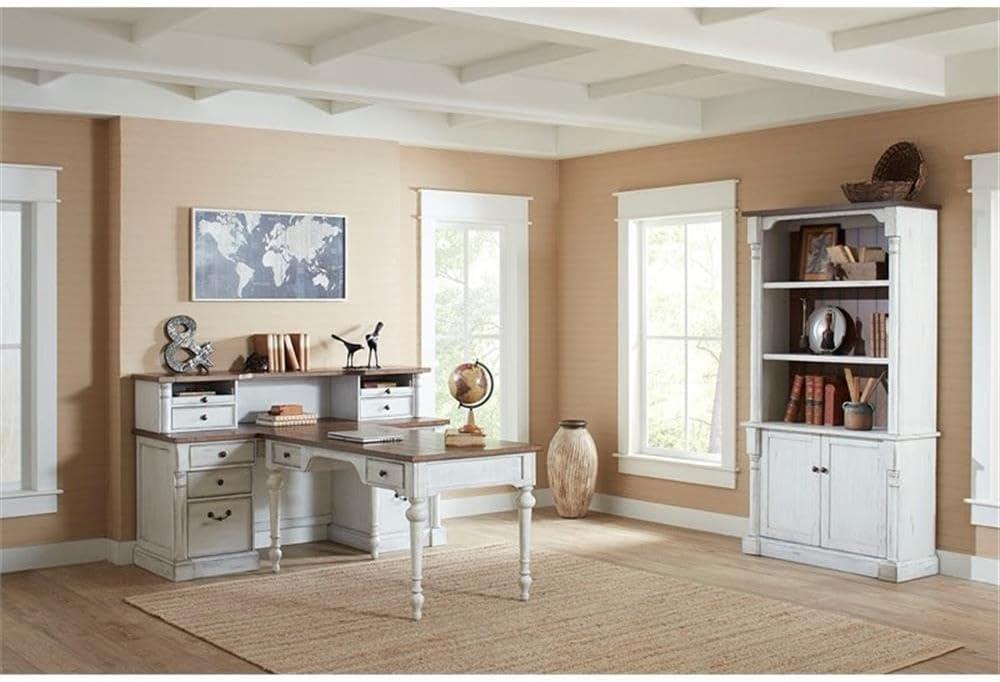 78" Durham 3 Shelf Bookcase with Lower Doors White - Martin Furniture: Cottage Style, Metal Hardware