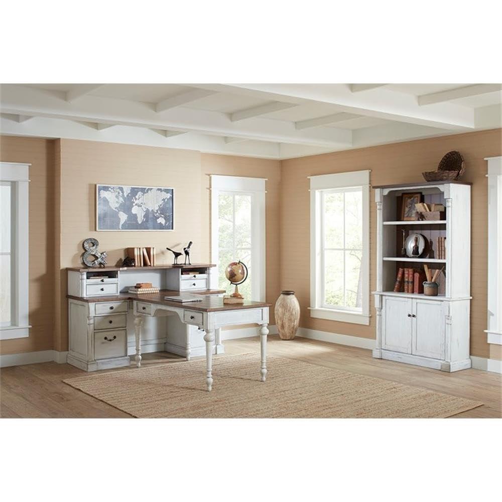 78" Durham 3 Shelf Bookcase with Lower Doors White - Martin Furniture: Cottage Style, Metal Hardware