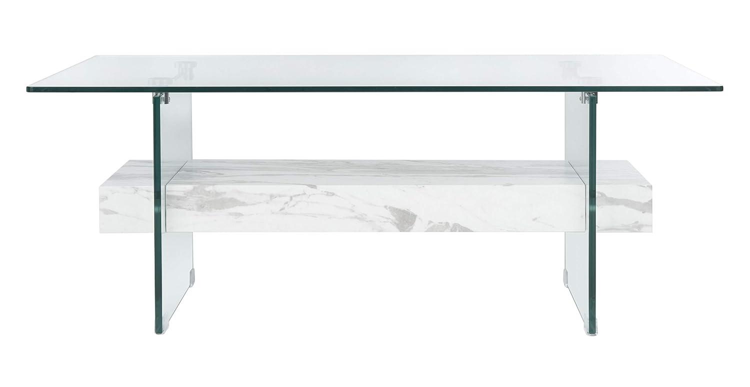 Kayley Coffee Table - Glass/White - Safavieh
