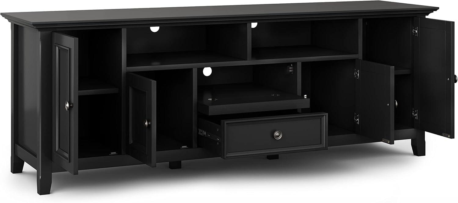 Amherst Black Solid Wood 72" TV Media Stand with Cabinets