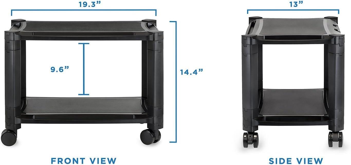 Black Adjustable Rolling Printer Stand with Storage Tray