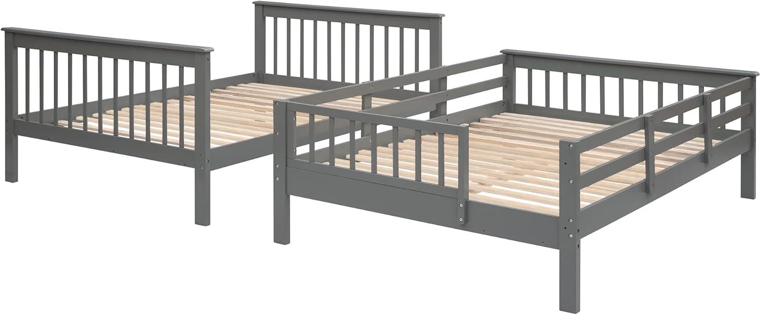 Full Over Full Bunk Beds with Drawers and Stairs Stairway Bunk Bed Frame with Storage Shelves for Kids Teens Adult, Wood Full Bunk Bed for Boys Girls Adults, Gray