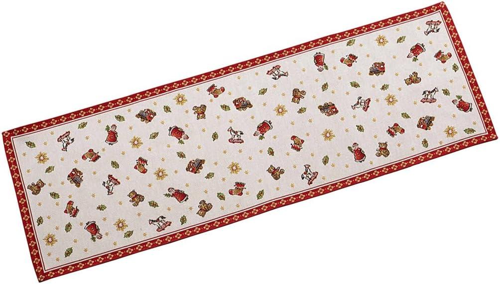 Winter Cotton Embroidered Table Runner, 12.5 x 37.75 in