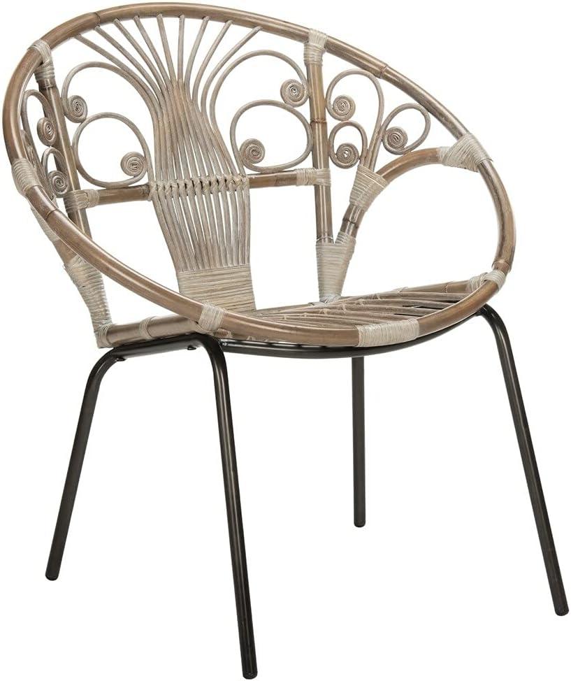 Carlson Accent Chair - WIK6505A - Grey White Wash/Black - Safavieh