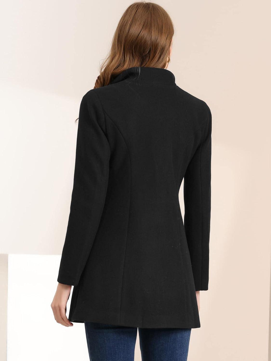 INSPIRE CHIC Women's Turn Down Collar Buttoned Business Casual Mid-Long Winter Coat