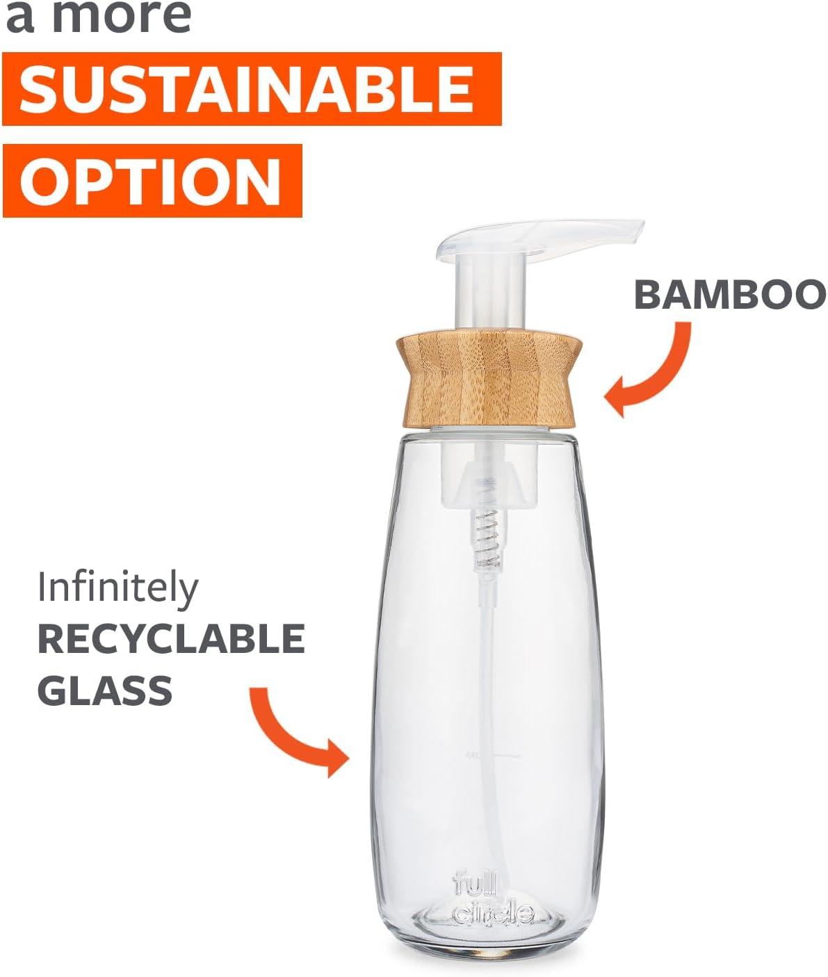 Clear Glass Foaming Soap Dispenser with Bamboo Lid