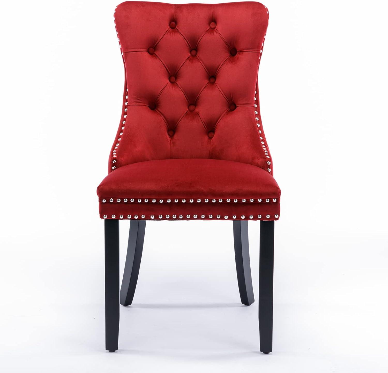 High-end Tufted Velvet Upholstered Nailhead Dining Chair (Set of 6)