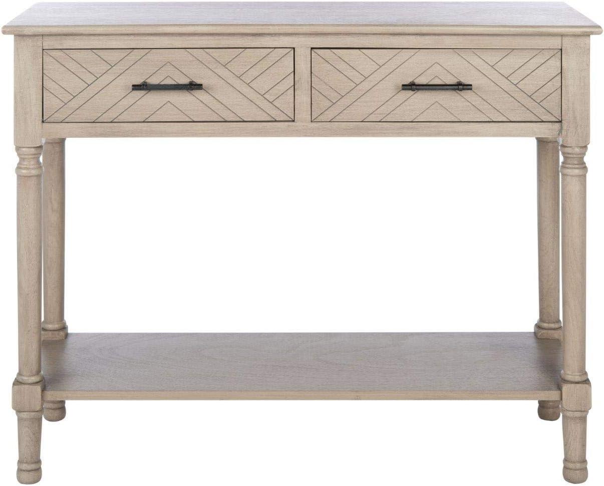 SAFAVIEH Peyton French 2-Drawer Off-White/Brown Wood Console Table (35.5 in. W x 13 in. D x 29.5 in. H)