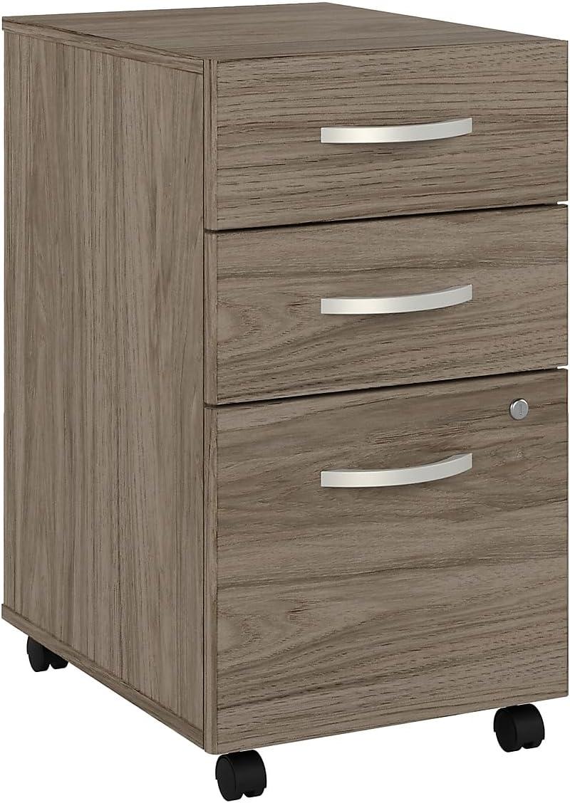 Hybrid 3 Drawer Mobile File Cabinet in Modern Hickory - Engineered Wood