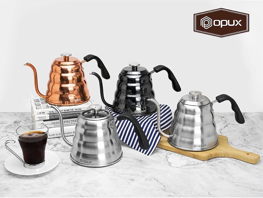 OPUX Gooseneck Pour Over Coffee Kettle with Thermometer, Premium Grade Stainless Steel Drip Kettle for Home Brewing Tea Barista, 40 fl oz