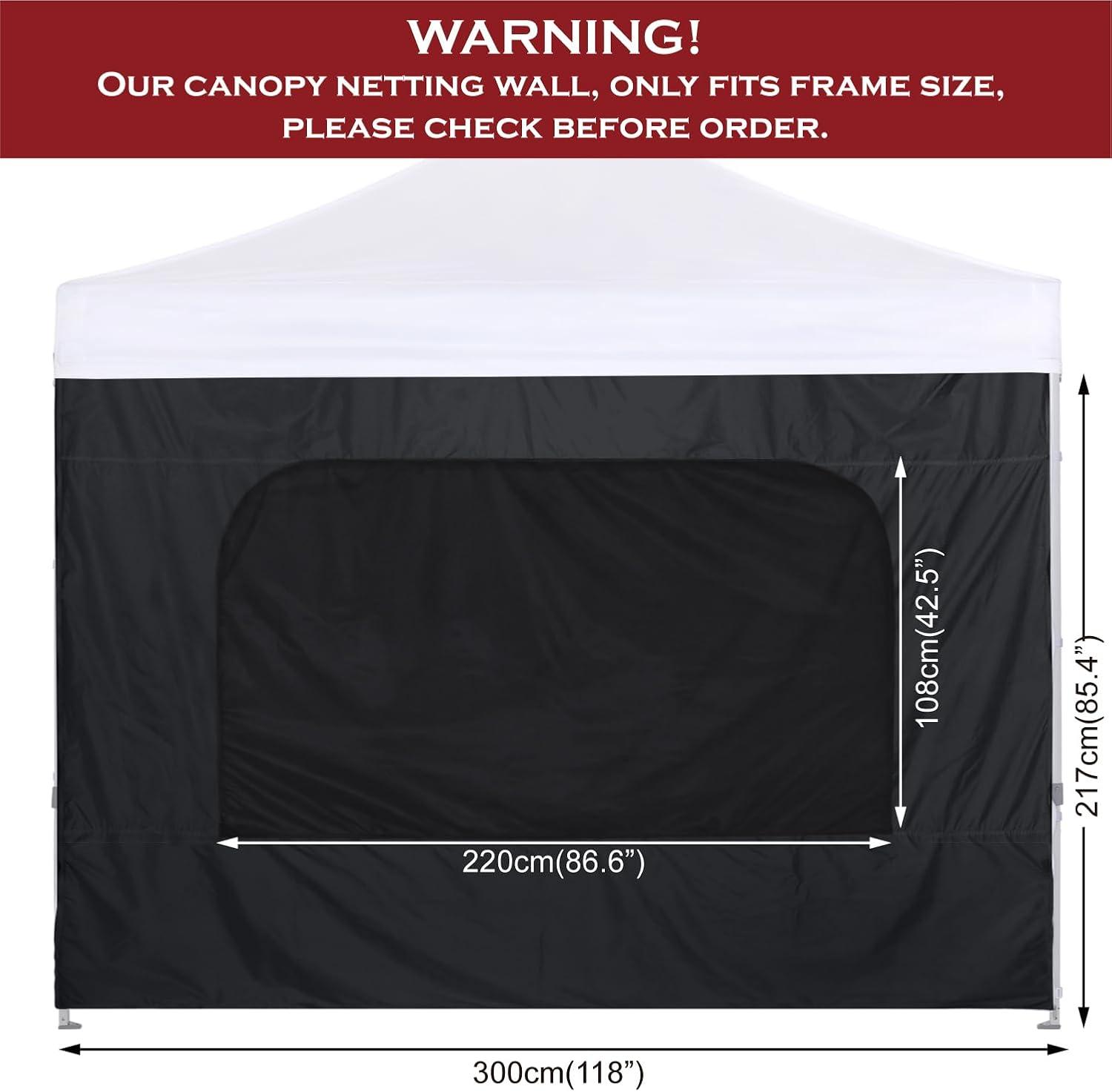 HLong Canopy Tent Sidewall for 10x10 Pop Up Canopy, 1 Piece, Black