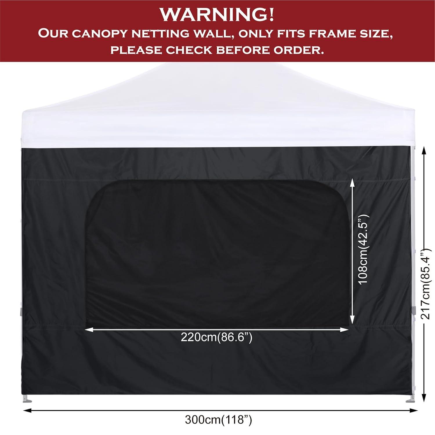 HLong Canopy Tent Sidewall for 10x10 Pop Up Canopy, 1 Piece, Black