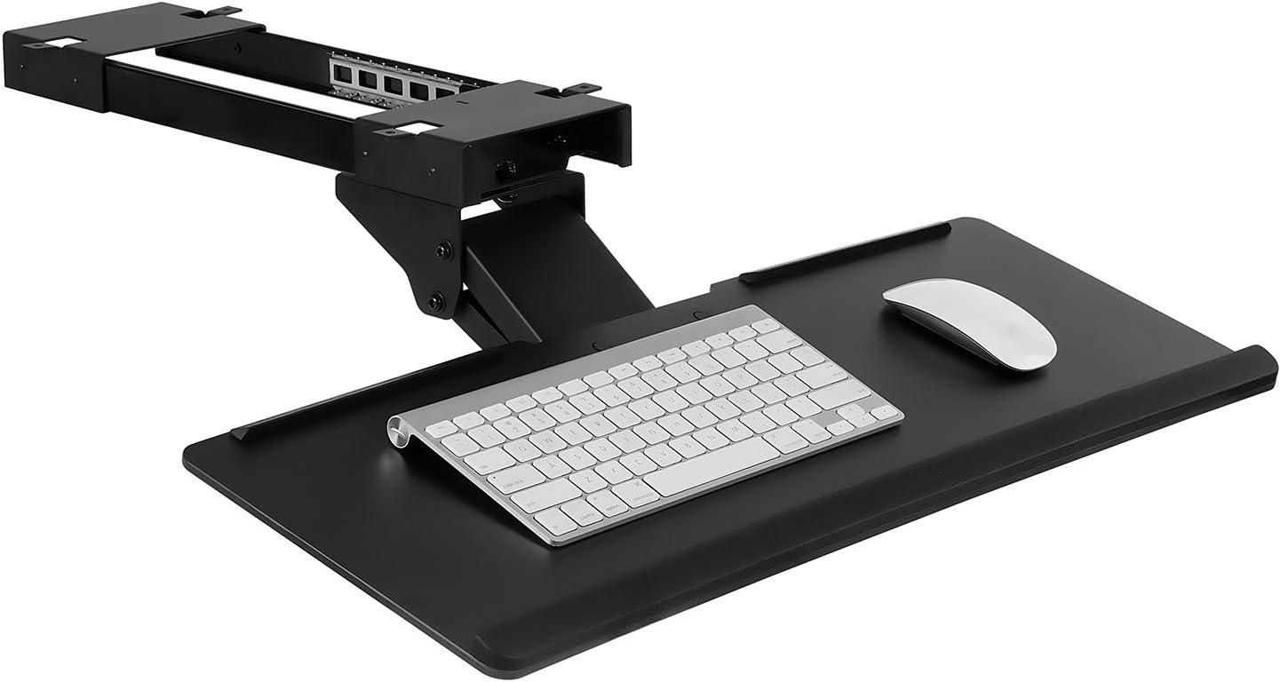 Mount-It! Under Desk Computer Keyboard and Mouse Tray, Ergonomic Keyboard Drawer with Gel Wrist Pad, Black