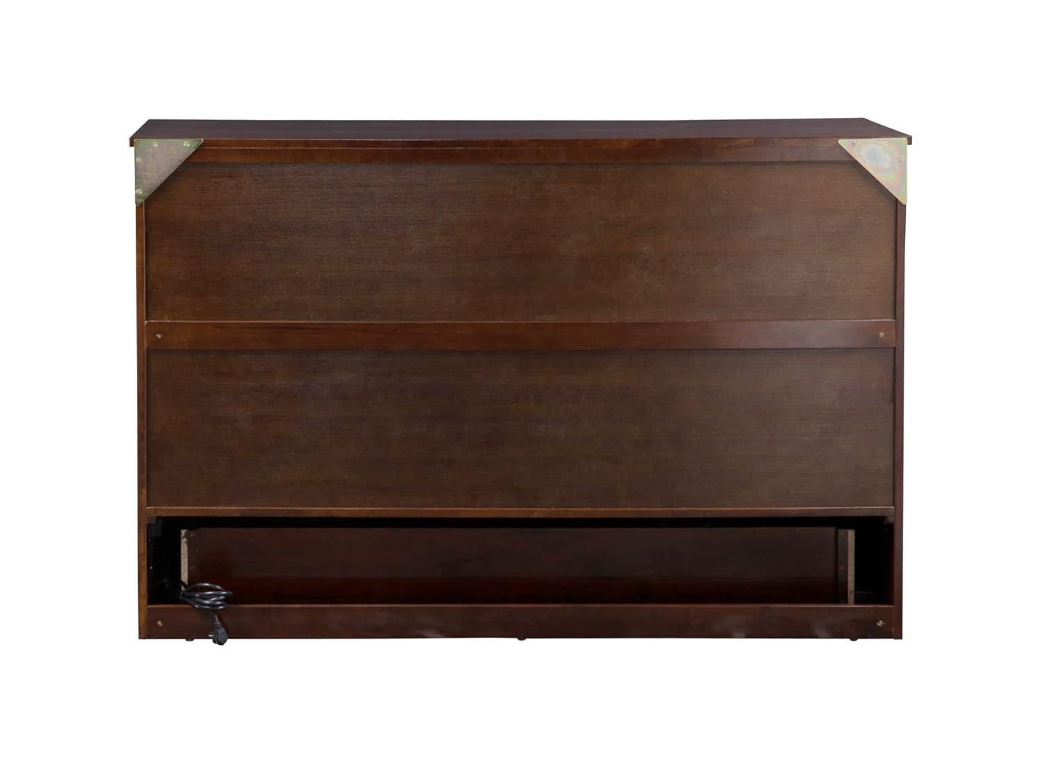 Queen Deerfield Murphy Bed Chest with Charging Station Walnut - AFI: Space-Saving Design, No Box Spring Needed