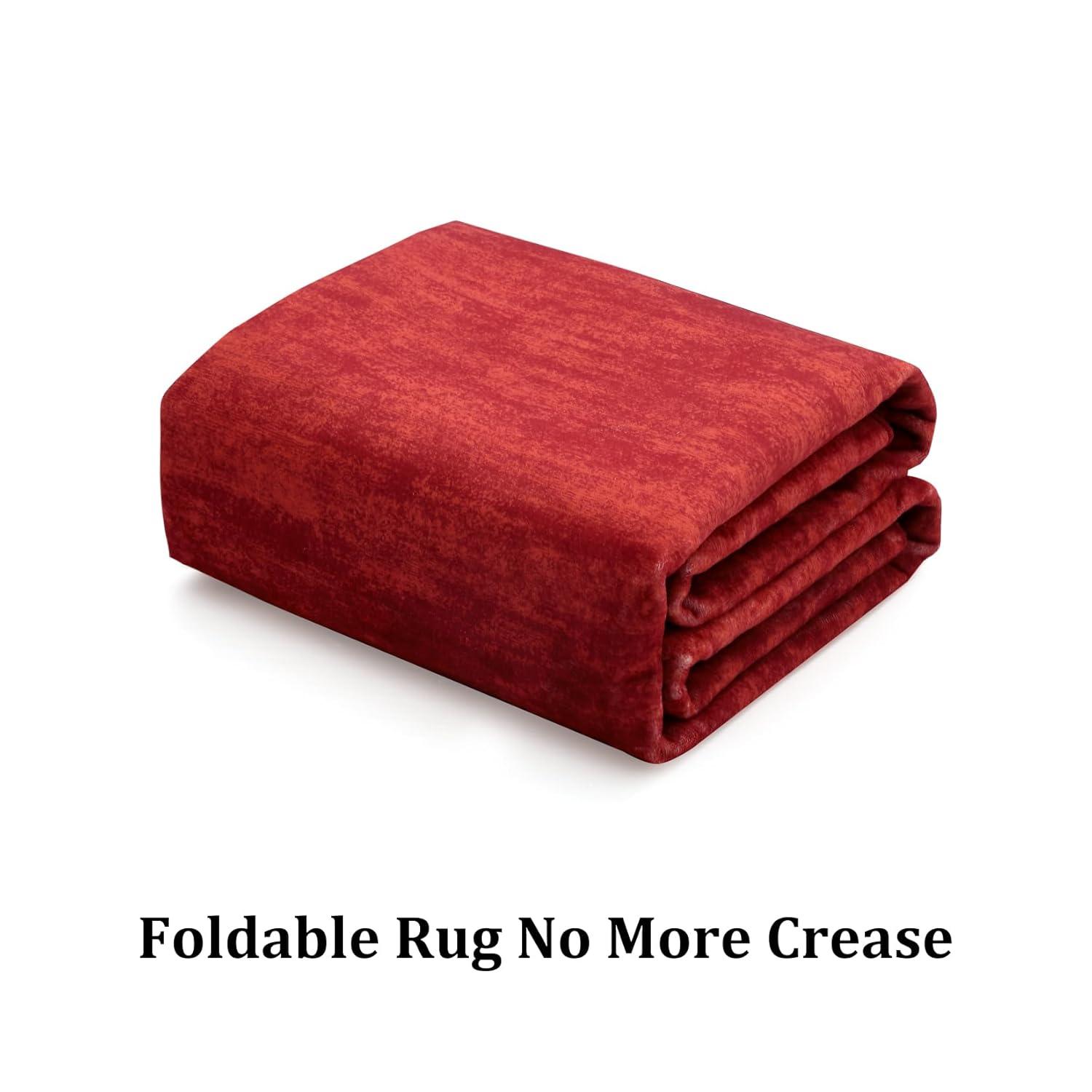 Garvee 9' x 12' Large Machine Washable Area Rug Modern Solid Rug Non-Slip Low-Pile Contemporary Indoor Area Rug for Home Office Bedroom, Red