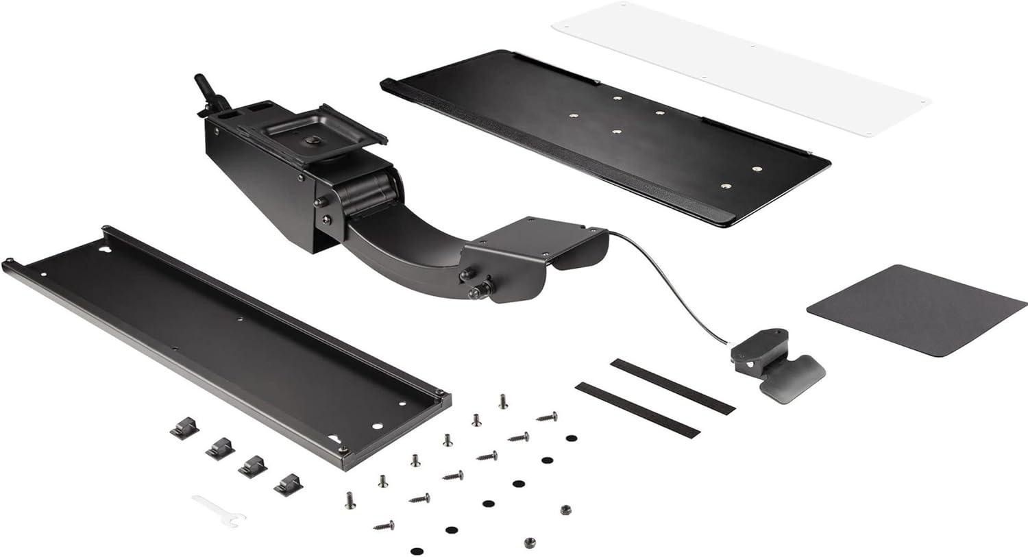 StarTech.com Under Desk-Mount Keyboard Tray - 26.4” Wide - Adjustable - Ergonomic Slide-Out Keyboard Shelf with Tilt and Swivel (KBTRAYADJ), Black