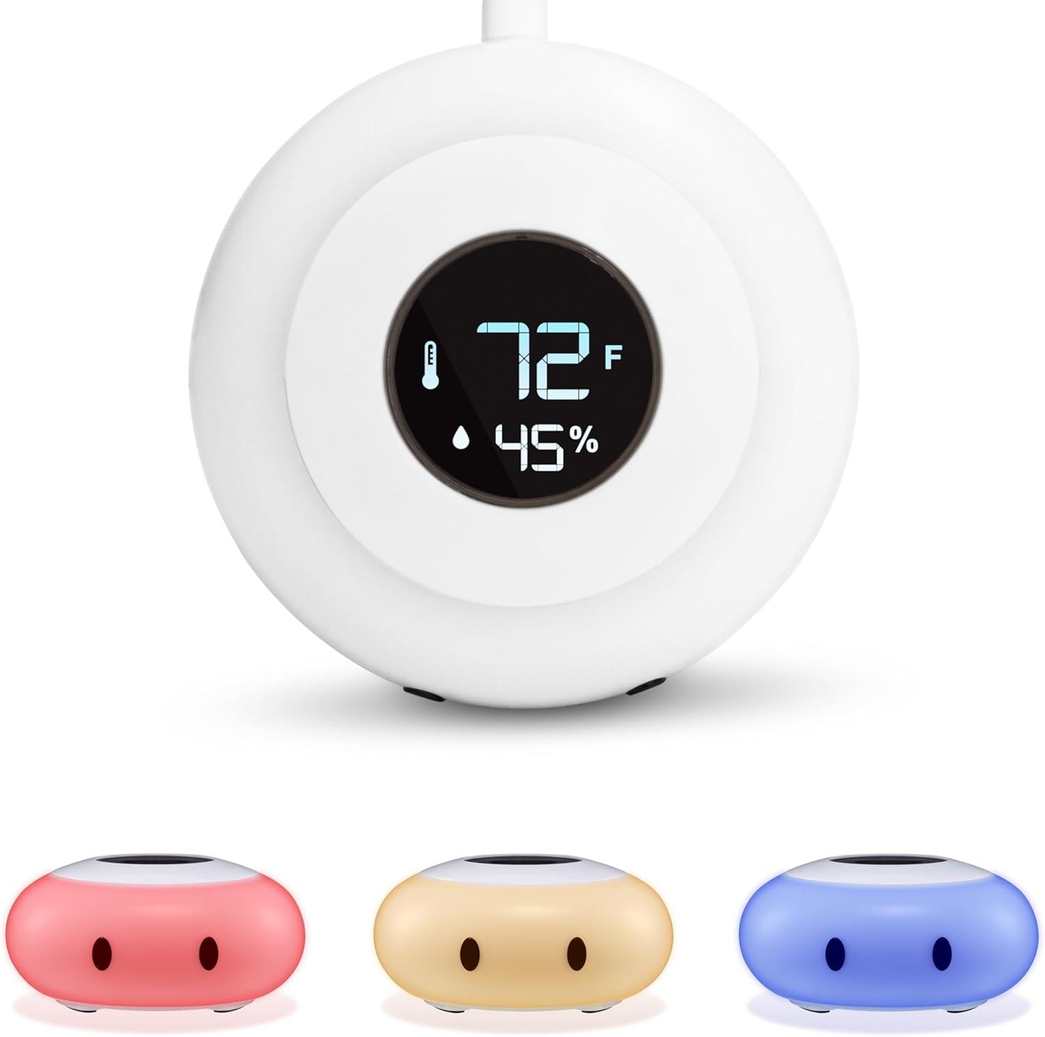 KELVIN Color Changing Nursery Night Light, Customizable Room Thermometer and Hygrometer for Children/Kids